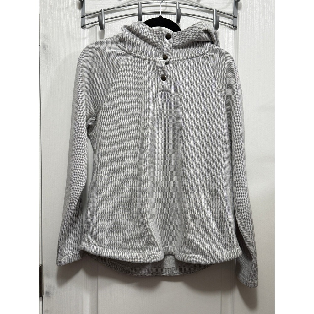 Kyodan Outdoor Womens Gray Honeycomb Knit Snap Neck Hoodie Sweatshirt Size M
